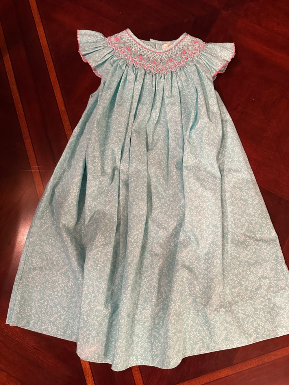 Petit Ami Light Blue Smocked Flutter-Sleeve Dress
